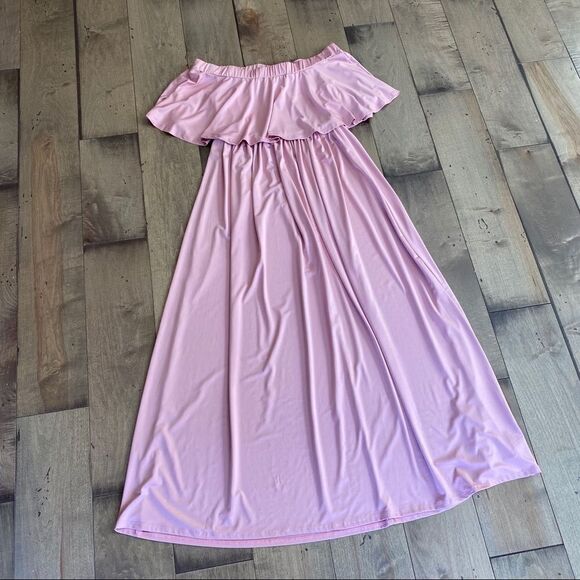 Boutique maternity Dress Pink Maxi Strapless S - Picture 3 of 7